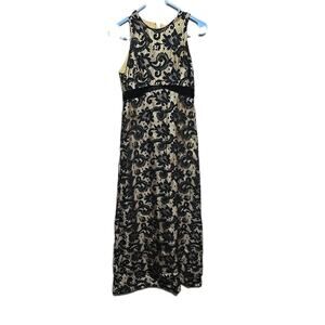 Vtg 70s Nadine Black Paisley Old Money Luxury Formal Evening Dress Womans Size 7